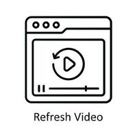 refresh video vektor översikt ikon design illustration. uppkopplad strömning symbol på vit bakgrund eps 10 fil