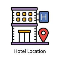 hotell plats vektor fylla översikt ikon design illustration. Karta och navigering symbol på vit bakgrund eps 10 fil