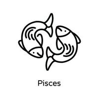 pisces vektor översikt ikon design illustration. astrologi och zodiaken tecken symbol på vit bakgrund eps 10 fil