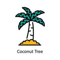 Kokosnuss Baum Vektor füllen Gliederung Symbol Design Illustration. Reise und Hotel Symbol auf Weiß Hintergrund eps 10 Datei