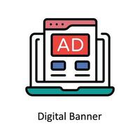 Digital Banner Vektor füllen Gliederung Symbol Design Illustration. Digital Marketing Symbol auf Weiß Hintergrund eps 10 Datei