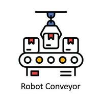 Roboter Förderer Vektor füllen Gliederung Symbol Design Illustration. Clever Branchen Symbol auf Weiß Hintergrund eps 10 Datei