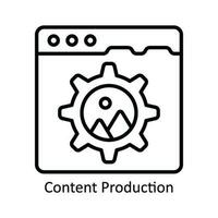 innehåll produktion vektor översikt ikon design illustration. produkt förvaltning symbol på vit bakgrund eps 10 fil