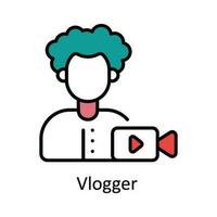 vlogger Vektor füllen Gliederung Symbol Design Illustration. online Streaming Symbol auf Weiß Hintergrund eps 10 Datei