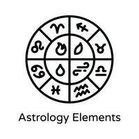 Astrologie Elemente Vektor Gliederung Symbol Design Illustration. Astrologie und Tierkreis Zeichen Symbol auf Weiß Hintergrund eps 10 Datei
