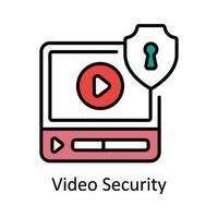 Video Sicherheit Vektor füllen Gliederung Symbol Design Illustration. online Streaming Symbol auf Weiß Hintergrund eps 10 Datei