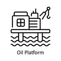 olja plattform vektor översikt ikon design illustration. smart industrier symbol på vit bakgrund eps 10 fil