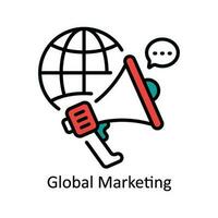 global Marketing Vektor füllen Gliederung Symbol Design Illustration. Produkt Verwaltung Symbol auf Weiß Hintergrund eps 10 Datei
