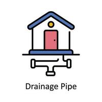 Drainage Rohr Vektor füllen Gliederung Symbol Design Illustration. Zuhause Reparatur und Instandhaltung Symbol auf Weiß Hintergrund eps 10 Datei