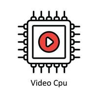 video cpu vektor fylla översikt ikon design illustration. uppkopplad strömning symbol på vit bakgrund eps 10 fil