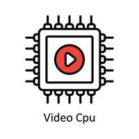 Video Zentralprozessor Vektor füllen Gliederung Symbol Design Illustration. online Streaming Symbol auf Weiß Hintergrund eps 10 Datei