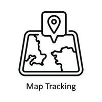 Karta spårning vektor översikt ikon design illustration. Karta och navigering symbol på vit bakgrund eps 10 fil