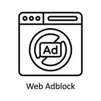 webb ad blockera vektor översikt ikon design illustration. uppkopplad strömning symbol på vit bakgrund eps 10 fil