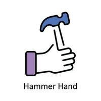 Hammer Hand Vektor füllen Gliederung Symbol Design Illustration. Zuhause Reparatur und Instandhaltung Symbol auf Weiß Hintergrund eps 10 Datei