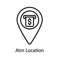 Geldautomat Ort Vektor Gliederung Symbol Design Illustration. Karte und Navigation Symbol auf Weiß Hintergrund eps 10 Datei