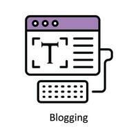 Bloggen Vektor füllen Gliederung Symbol Design Illustration. Digital Marketing Symbol auf Weiß Hintergrund eps 10 Datei
