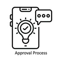 godkännande bearbeta vektor översikt ikon design illustration. produkt förvaltning symbol på vit bakgrund eps 10 fil