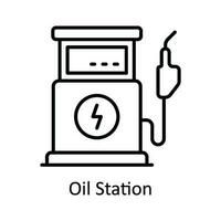 olja station vektor översikt ikon design illustration. smart industrier symbol på vit bakgrund eps 10 fil
