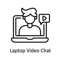 Laptop Video Plaudern Vektor Gliederung Symbol Design Illustration. online Streaming Symbol auf Weiß Hintergrund eps 10 Datei