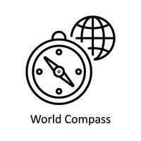 Welt Kompass Vektor Gliederung Symbol Design Illustration. Karte und Navigation Symbol auf Weiß Hintergrund eps 10 Datei