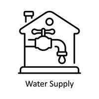Wasser liefern Vektor Gliederung Symbol Design Illustration. Zuhause Reparatur und Instandhaltung Symbol auf Weiß Hintergrund eps 10 Datei