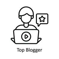 topp bloggare vektor översikt ikon design illustration. uppkopplad strömning symbol på vit bakgrund eps 10 fil