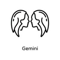 gemini vektor översikt ikon design illustration. astrologi och zodiaken tecken symbol på vit bakgrund eps 10 fil
