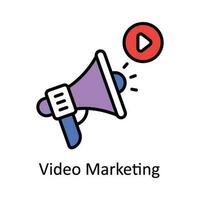 Video Marketing Vektor füllen Gliederung Symbol Design Illustration. online Streaming Symbol auf Weiß Hintergrund eps 10 Datei