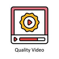 kvalitet video vektor fylla översikt ikon design illustration. uppkopplad strömning symbol på vit bakgrund eps 10 fil