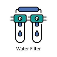 Wasser Filter Vektor füllen Gliederung Symbol Design Illustration. Zuhause Reparatur und Instandhaltung Symbol auf Weiß Hintergrund eps 10 Datei