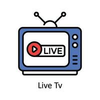 Leben Fernseher Vektor füllen Gliederung Symbol Design Illustration. online Streaming Symbol auf Weiß Hintergrund eps 10 Datei