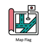 Karta flagga vektor fylla översikt ikon design illustration. Karta och navigering symbol på vit bakgrund eps 10 fil