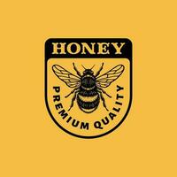 Logo Abzeichen von Insekt Bienen im Gekritzel Jahrgang Illustration vektor