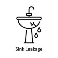 sinken Leckage Vektor Gliederung Symbol Design Illustration. Zuhause Reparatur und Instandhaltung Symbol auf Weiß Hintergrund eps 10 Datei