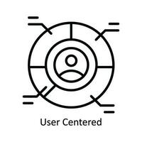 Benutzer zentriert Vektor Gliederung Symbol Design Illustration. Produkt Verwaltung Symbol auf Weiß Hintergrund eps 10 Datei