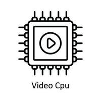 Video Zentralprozessor Vektor Gliederung Symbol Design Illustration. online Streaming Symbol auf Weiß Hintergrund eps 10 Datei