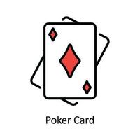 poker kort vektor fylla översikt ikon design illustration. resa och hotell symbol på vit bakgrund eps 10 fil