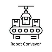 Roboter Förderer Vektor Gliederung Symbol Design Illustration. Clever Branchen Symbol auf Weiß Hintergrund eps 10 Datei