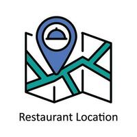 restaurang plats vektor fylla översikt ikon design illustration. Karta och navigering symbol på vit bakgrund eps 10 fil
