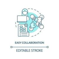 einfach Zusammenarbeit Türkis Konzept Symbol. erleichtern Zusammenarbeit. Buchhaltung Software abstrakt Idee dünn Linie Illustration. isoliert Gliederung Zeichnung. editierbar Schlaganfall vektor