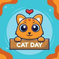 internationell katt dag vektor tecknad serie illustration. söt katt platt tecknad serie begrepp.