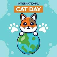 internationell katt dag vektor tecknad serie illustration. platt tecknad serie begrepp