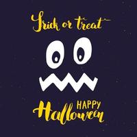 Halloween-Grußkarte. Schriftzug Kalligraphie Zeichen und Hand gezeichnete Elemente, Party Einladung oder Urlaub Banner Design Vektor-Illustration vektor