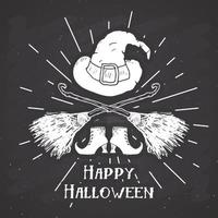 Halloween-Grußkarte. Schriftzug Kalligraphie Zeichen und Hand gezeichnete Elemente, Party Einladung oder Urlaub Banner Design Vektor-Illustration vektor