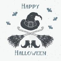 Halloween-Grußkarte. Schriftzug Kalligraphie Zeichen und Hand gezeichnete Elemente, Party Einladung oder Urlaub Banner Design Vektor-Illustration vektor