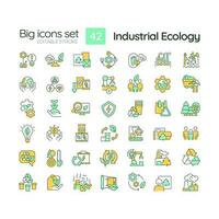 industriell ekologi rgb Färg ikoner uppsättning. hållbar utveckling. miljö skydd. cirkulär ekonomi. isolerat vektor illustrationer. enkel fylld linje ritningar samling. redigerbar stroke