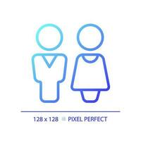 Toilette Tür Zeichen Pixel perfekt Gradient linear Vektor Symbol. Toilette Eingang im Öffentlichkeit Center. unisex Werktätiger markieren. dünn Linie Farbe Symbol. modern Stil Piktogramm. Vektor isoliert Gliederung Zeichnung