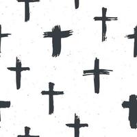Kreuzsymbole nahtloses Muster Grunge Hand gezeichnete christliche Kreuze, religiöse Zeichen Ikonen, Kruzifix Symbol Vektor-Illustration vektor