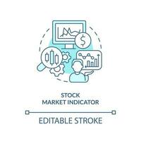 Lager Markt Indikator Türkis Konzept Symbol. Preise hüpfen. wirtschaftlich Analyse Schlüssel abstrakt Idee dünn Linie Illustration. isoliert Gliederung Zeichnung. editierbar Schlaganfall vektor