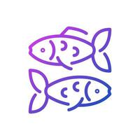 Fische Pixel perfekt Gradient linear Vektor Symbol. Fische Tierkreis Tier. Horoskop unterzeichnen. Western Astrologie. kalt blutig. dünn Linie Farbe Symbol. modern Stil Piktogramm. Vektor isoliert Gliederung Zeichnung